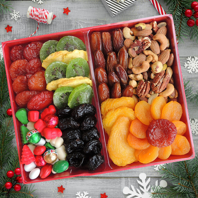 Dried Fruit Gift Box with Fancy Mixed Nuts & Holiday Christmas Mix 26