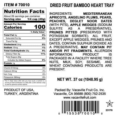 Dried Fruit Heart Shaped Bamboo Tray 37 oz
