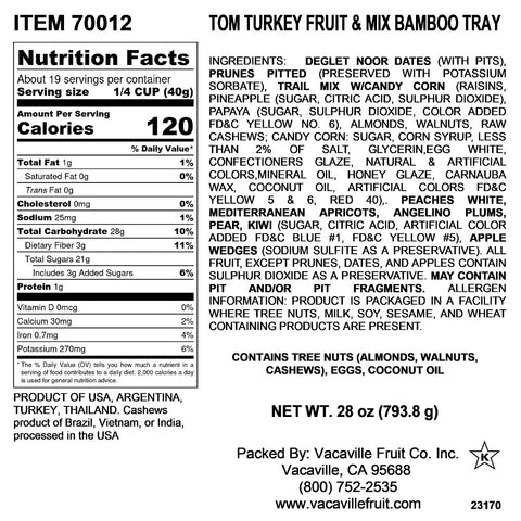 Dried Fruit, Nut & Candy Turkey Shaped Cutting Board 28 oz