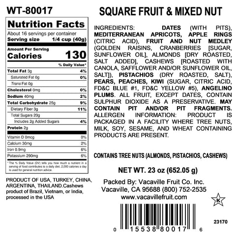 Square Fruit & Mixed Nut Pistachio Tray 23 oz