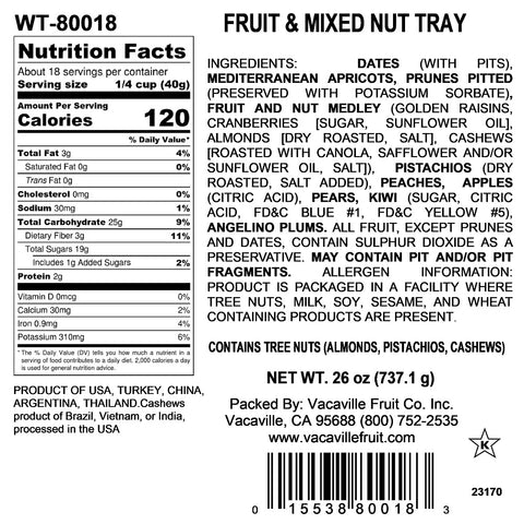 Rectangle Fruit & Mixed Nut Pistachio Tray 26 oz