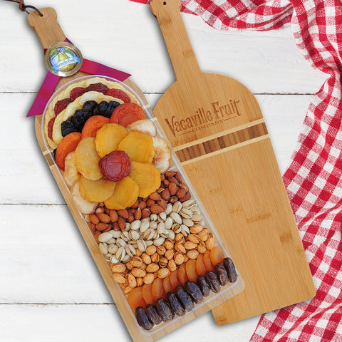 Dried Fruit & Nut Wine Shaped Bamboo Cutting Board 31 oz