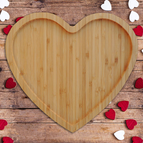 Dried Fruit Heart Shaped Bamboo Tray 37 oz