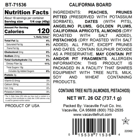 Dried Fruit & Nut California Bamboo Cutting Board 26 oz
