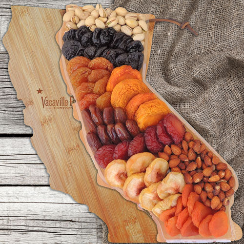 Vacaville Fruit Co. Wine-Shaped Bamboo Dried Fruit and Nut Cutting Board
