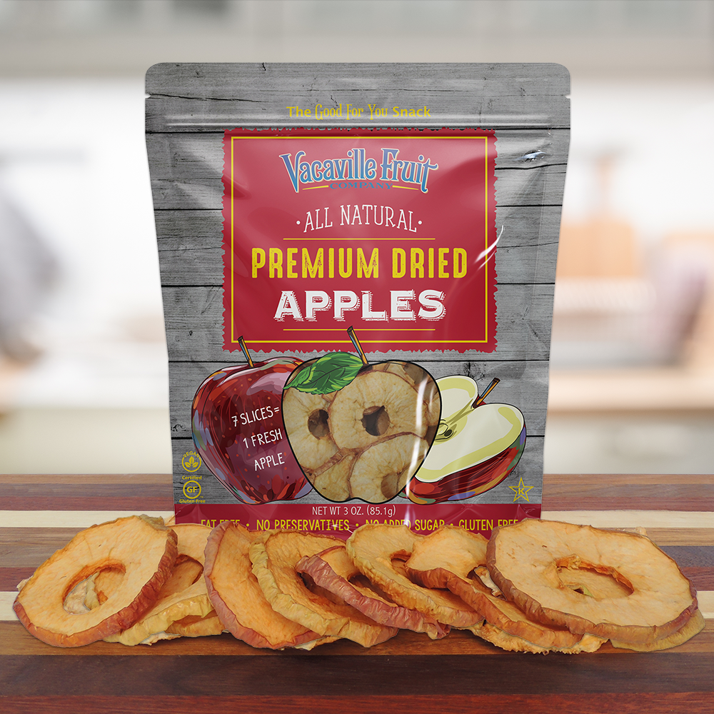 All Natural Premium Dried Fuji Apples 3 oz Bag – Vacaville Fruit All Natural Premium Dried Fuji Apples 3 oz Bag – Vacaville Fruit