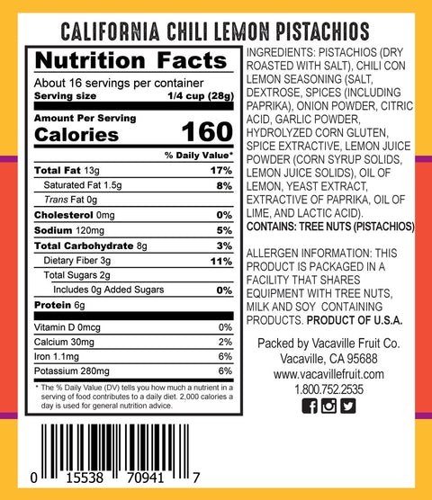 California Pistachios Chili Con Lemon 16 oz.