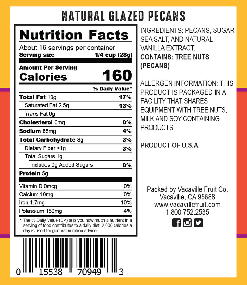 Natural Glazed Pecans Vacaville Fruit Company Inc.