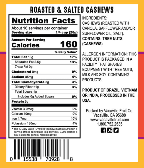Cashews Roasted & Salted 16 oz.