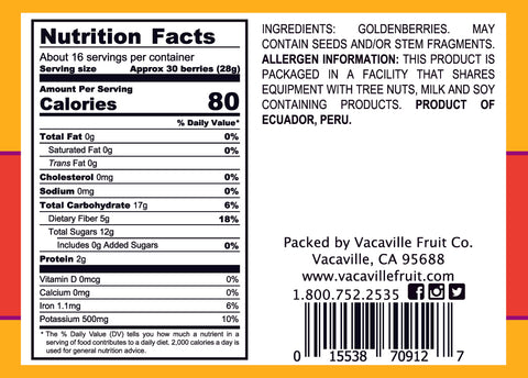 Natural Dried Golden Berries 16 oz.
