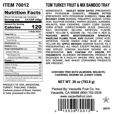 Dried Fruit, Nut & Candy Turkey Shaped Cutting Board 28 oz