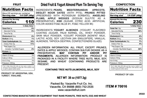 Happy Holidays Plum Tin Serving Tray 38oz with Yogurt Almonds