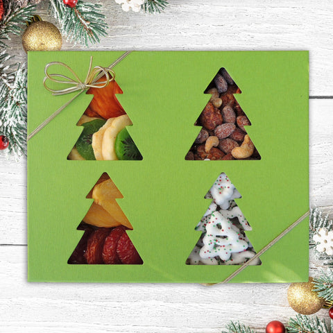 Holiday Gift Box with Dried Fruit, Nut Medley and Frosted Pretzels 18 oz