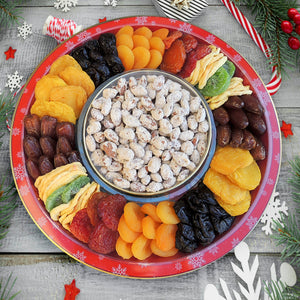 Dried Fruit & Nut Red Tin Serving Tray 38oz