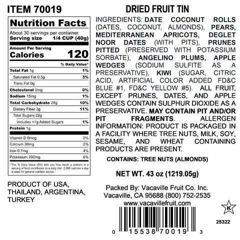 Happy Holidays Plum Tin Tray 43oz with Date Coconut Rolls