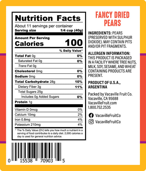 Fancy Dried Pears 16 oz.