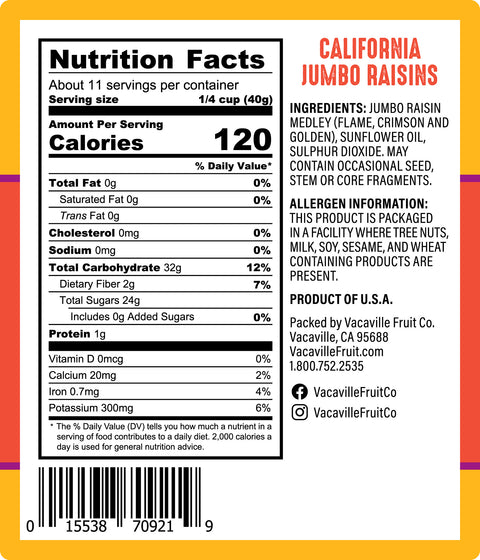 California Jumbo Raisins 16 oz.
