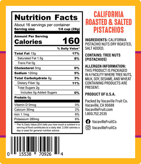 California Pistachios Roasted Salted 16 oz.