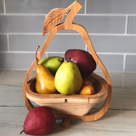 Dried Fruit Pear Bamboo Trivet Tray 21 oz