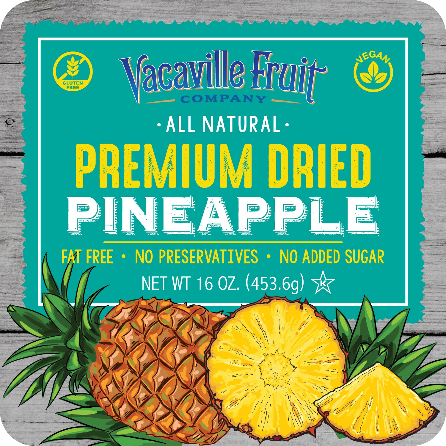 Natural Premium Dried Pineapple 16 oz. – Vacaville Fruit Company Inc.