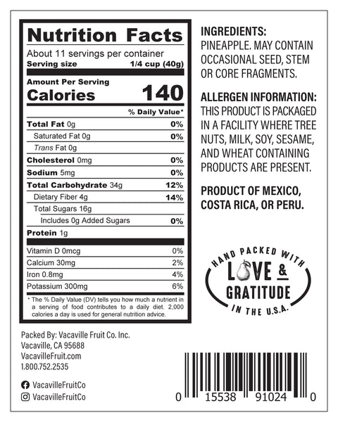 Natural Premium Dried Pineapple 16 oz.