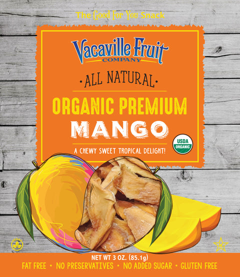All Natural Organic Premium Dried Mango 3 oz Bag