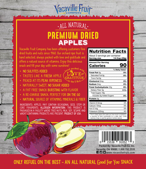 All Natural Premium Dried Fuji Apples 3 oz Bag