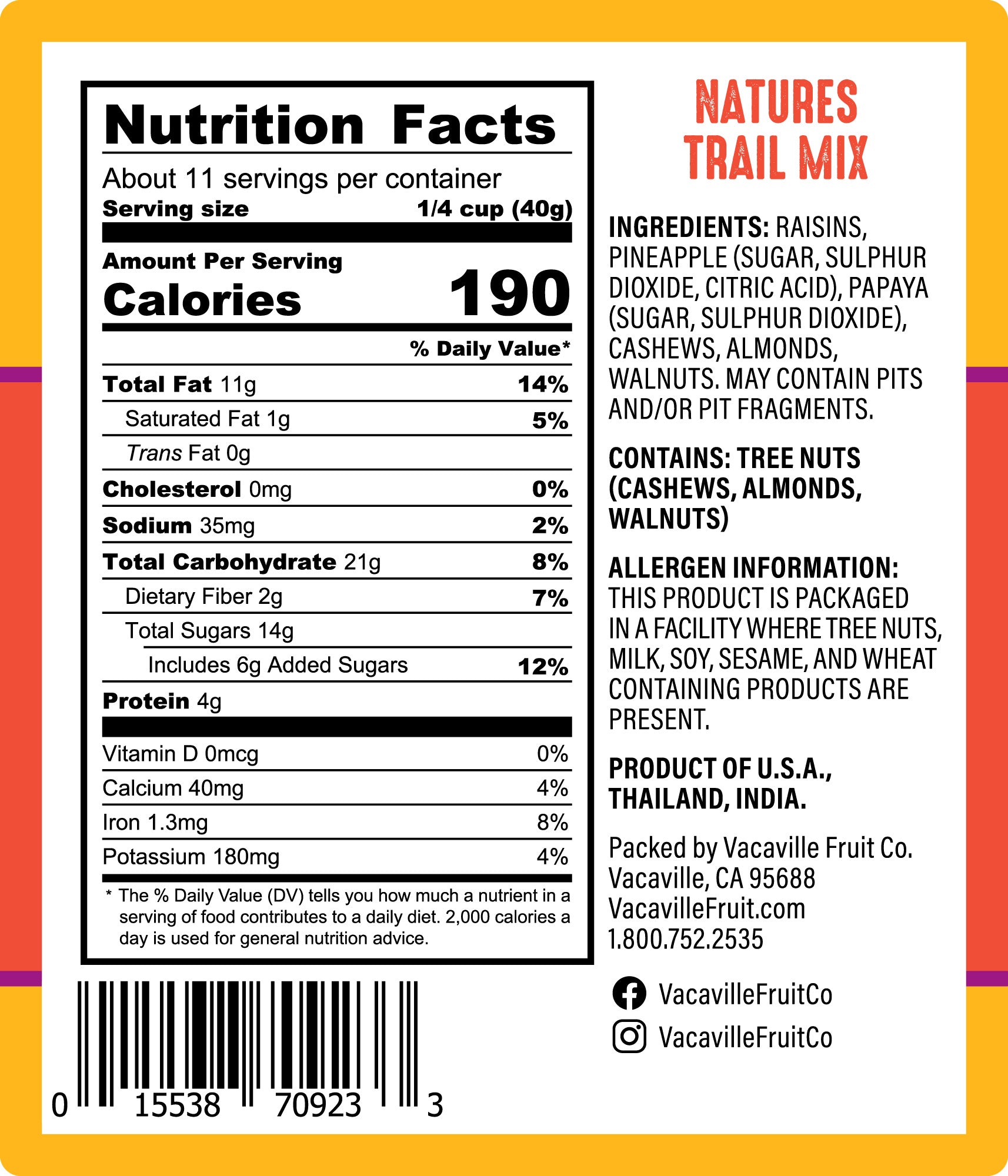 Natures Trail Mix 16 oz. – Vacaville Fruit Company Inc.