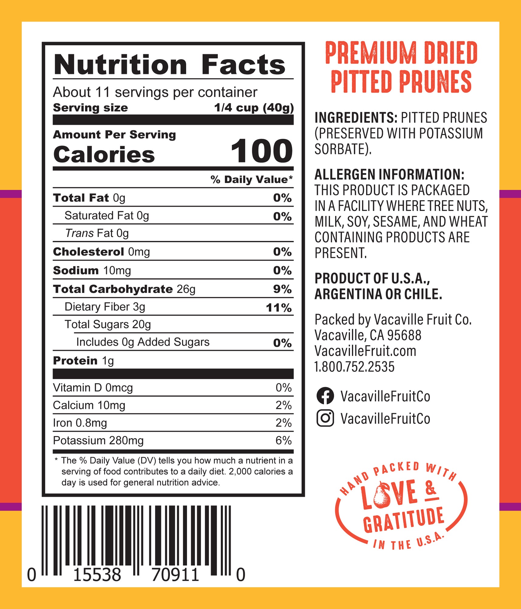 Premium Dried Pitted Prunes 16 oz. – Vacaville Fruit Company Inc.