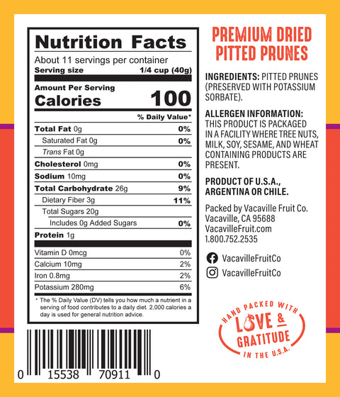 Premium Dried Pitted Prunes 16 oz.