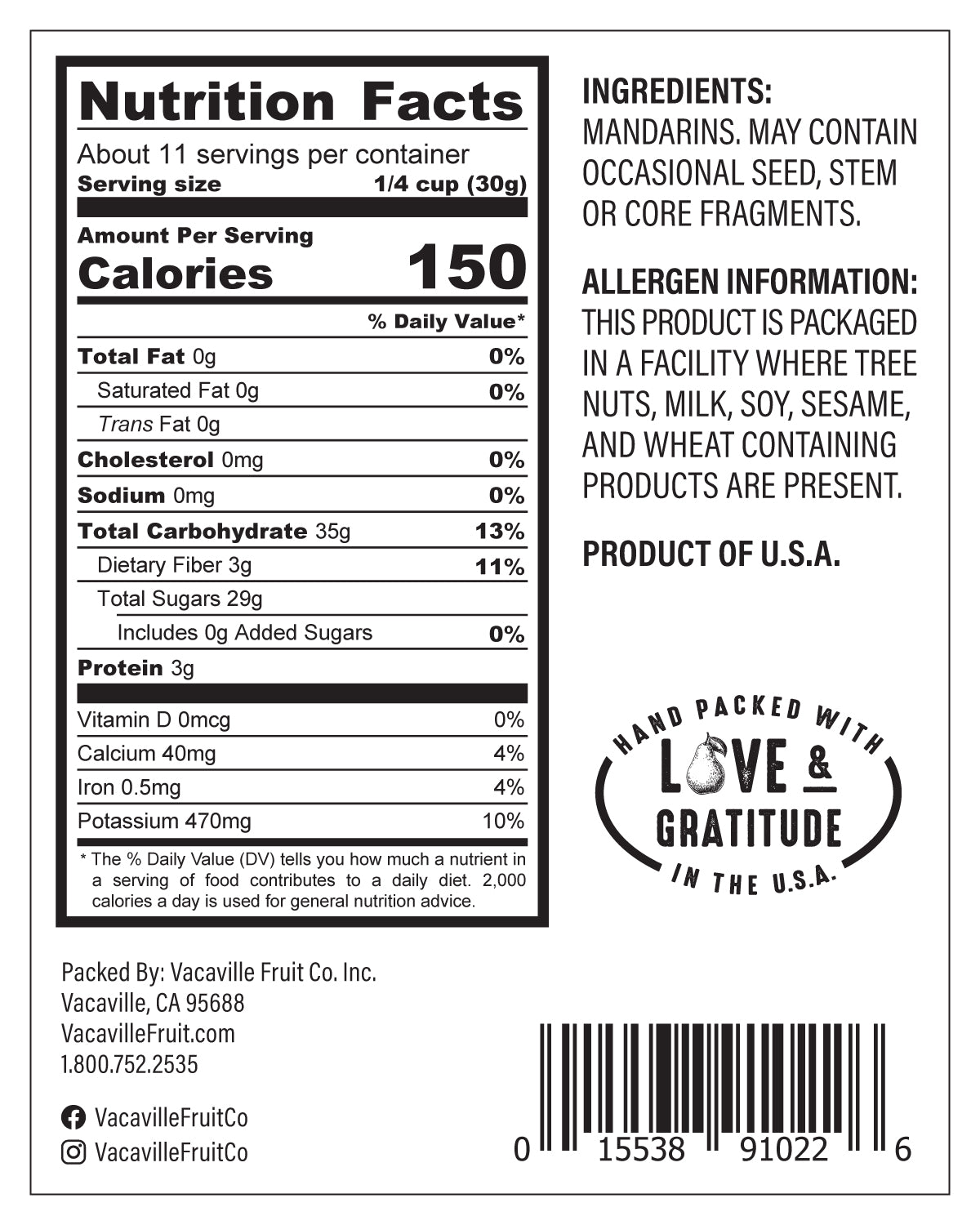 California Natural Mandarins 12 oz. – Vacaville Fruit Company Inc.