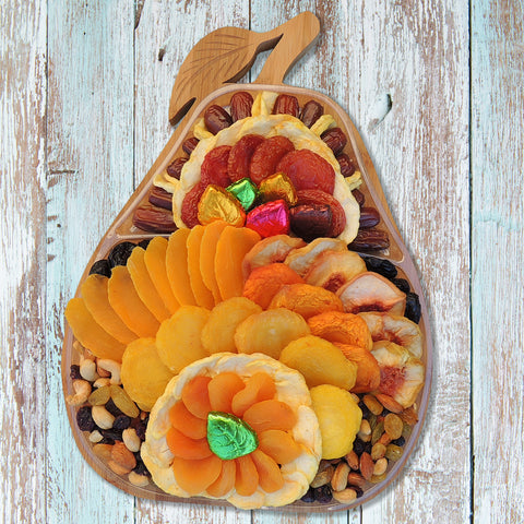 Dried Fruit, Nuts and Chocolate Pear Shaped Trivet Fruit Bowl 42 oz