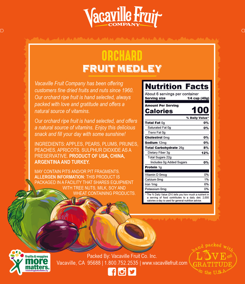 Orchard Fruit Medley 6 oz Bag Vacaville Fruit Company Inc.