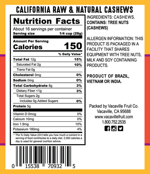 Cashews Raw 16 oz.